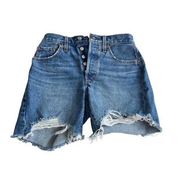 Levi's Pants - Levi's 501 Jean Shorts Cutoffs Distressed Denim Button Fly Womens Size 24